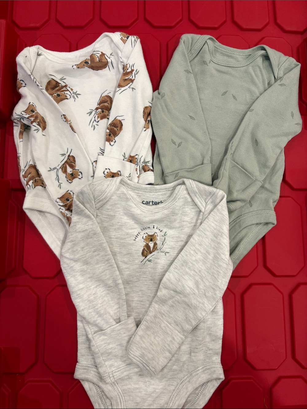 Carter's 3-Pack Long-Sleeve Baby Bodysuits - Sage, Heather Gray & White